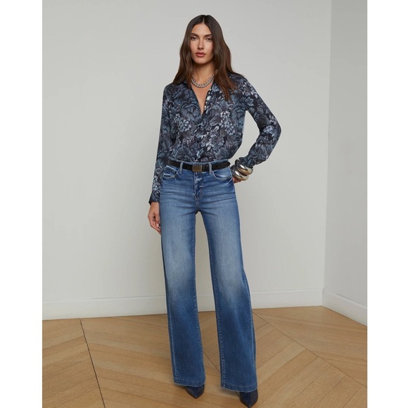 NWT L'AGENCE Nina Silk Blouse L - Picture 4 of 10